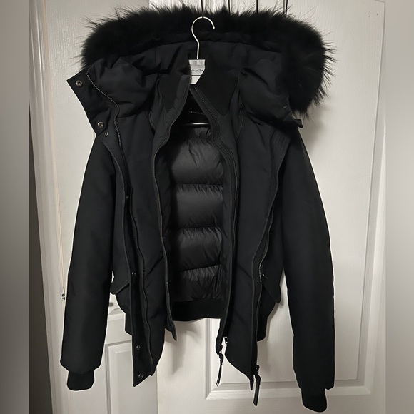 Navy Blue Black Mink Mackage Bomber - Picture 2 of 6